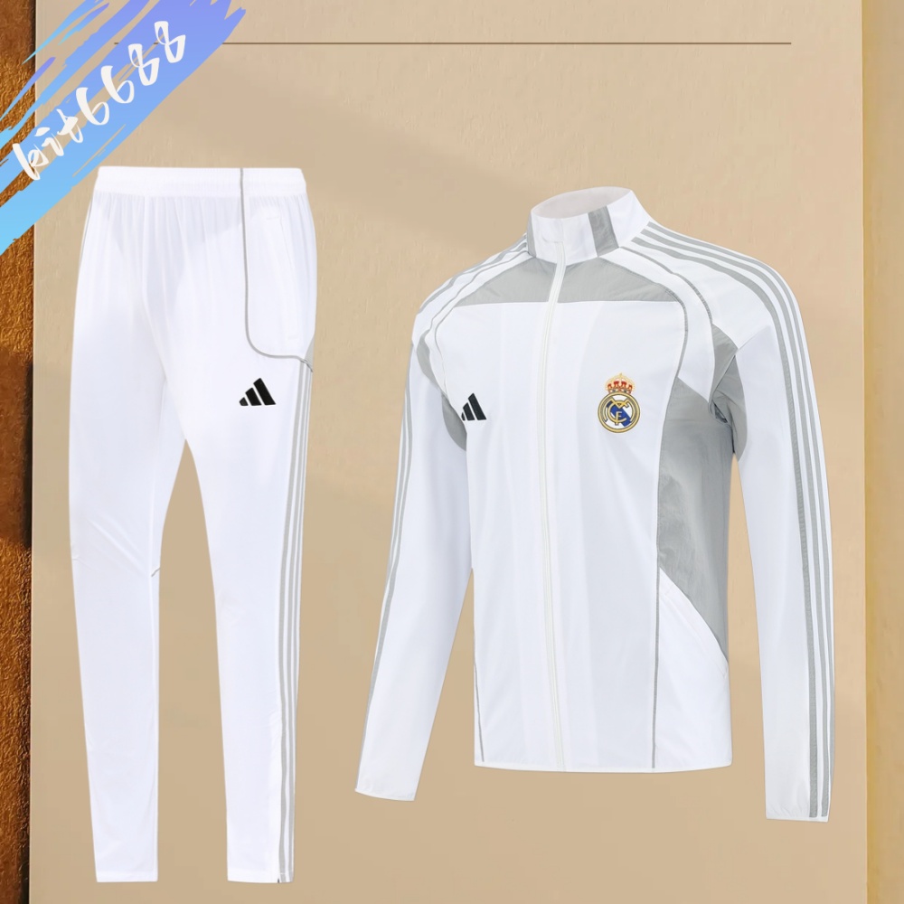 25/26 Real Madrid trench coat  Full Zipper Training Suit (Adult Set)