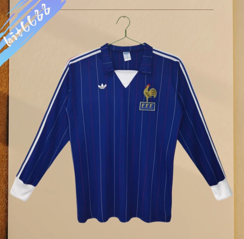 80/82 France home  Retro long Football Shirt