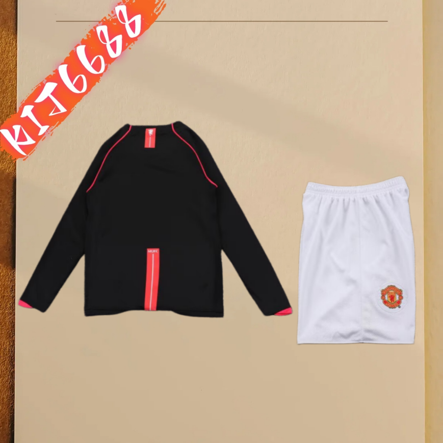 07/08 Manchester United Away long sleeves Retro Football Soccer Kids Kit