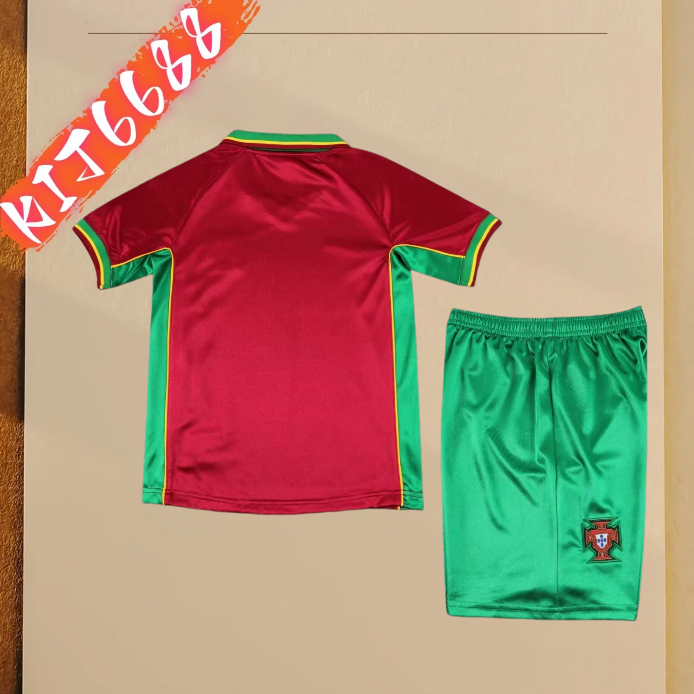 1998 Portugal home Retro Football Shirt  Kids Kit