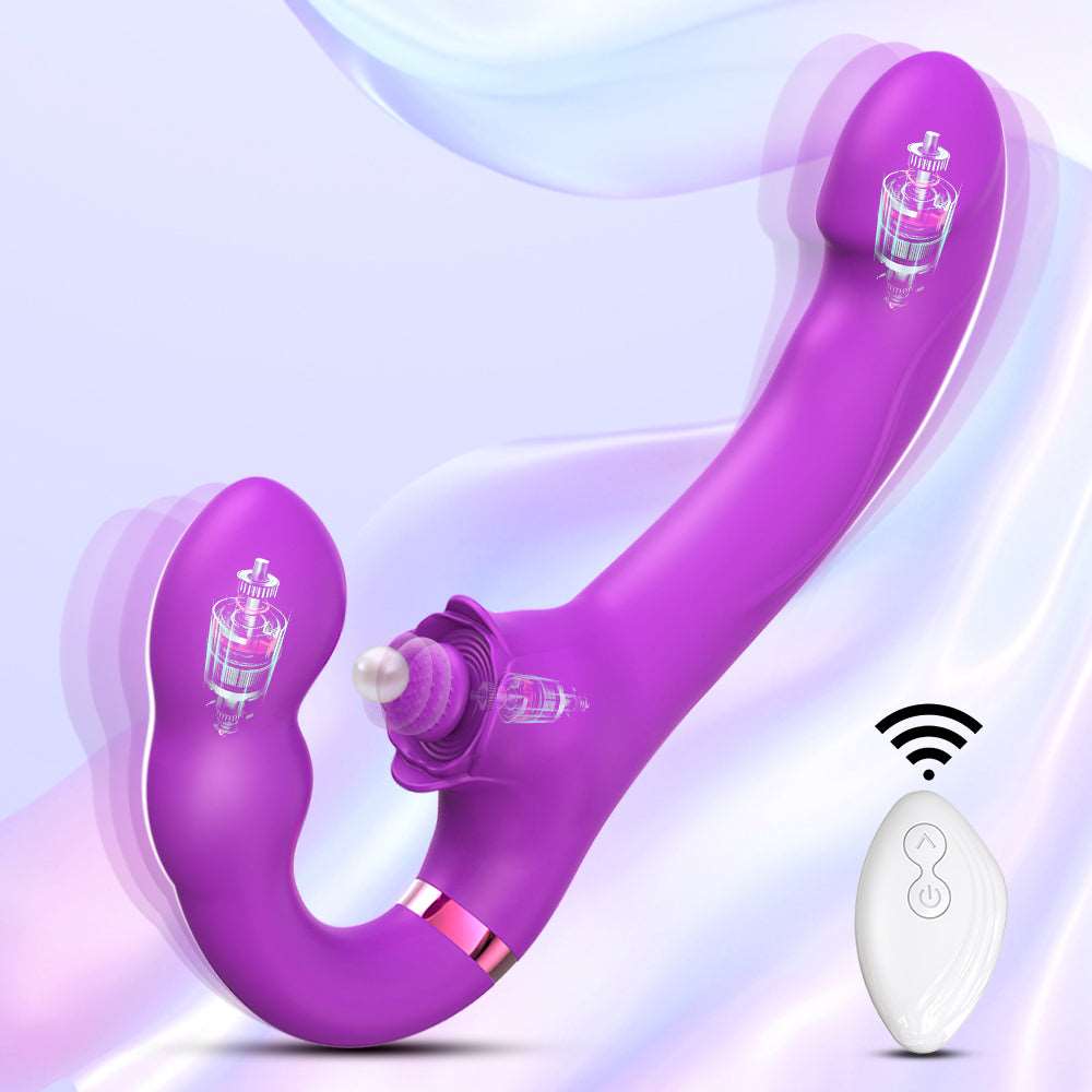 Mlovexy - 3-in-1 Rose Clit Stimulator Dual Motor Shock Panty Vibrator