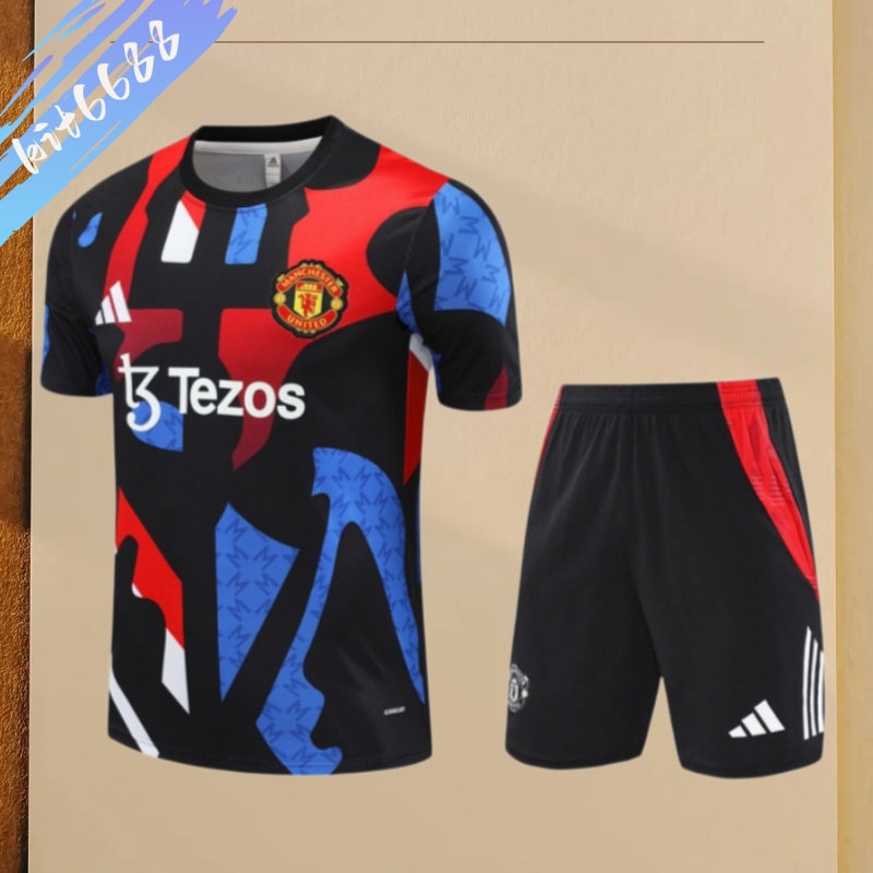 24/25 Manchester United  Black [Camouflage]  Short Sleeve Training Wear ( Adult kit Kids )