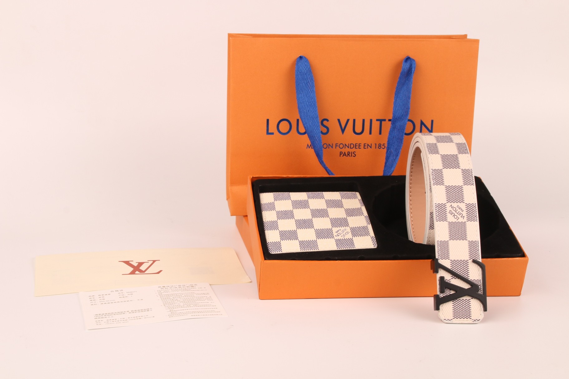 3-color belt buckle + wallet printed letter belt