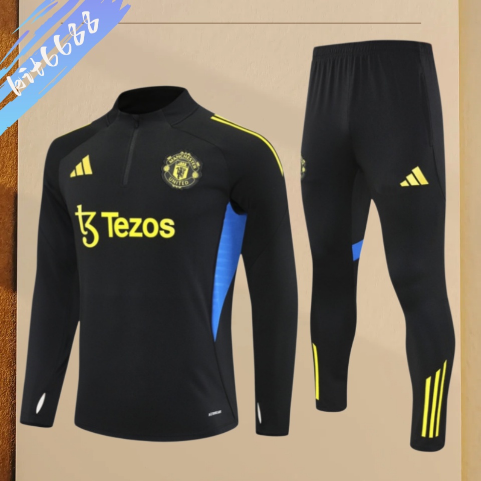 25/26 Manchester United black Half Zip Training Kit (Adult Kids Kit)