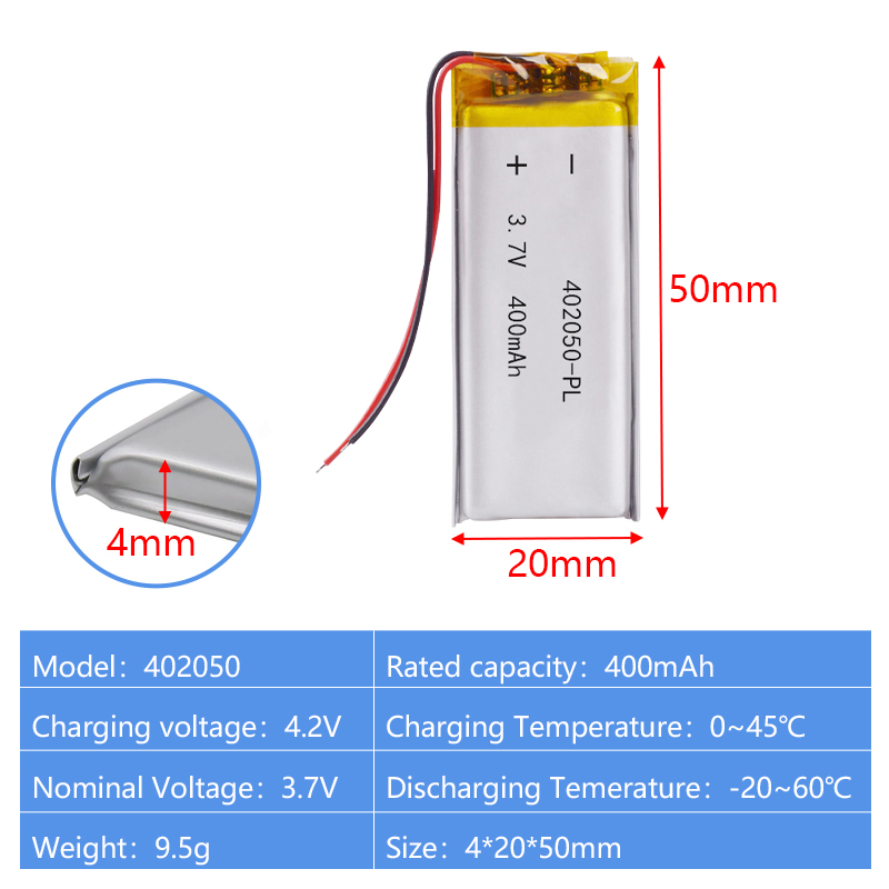 Pouch Lithium Ion Batteries 402248 403035 3.7v200mAh 400mAh