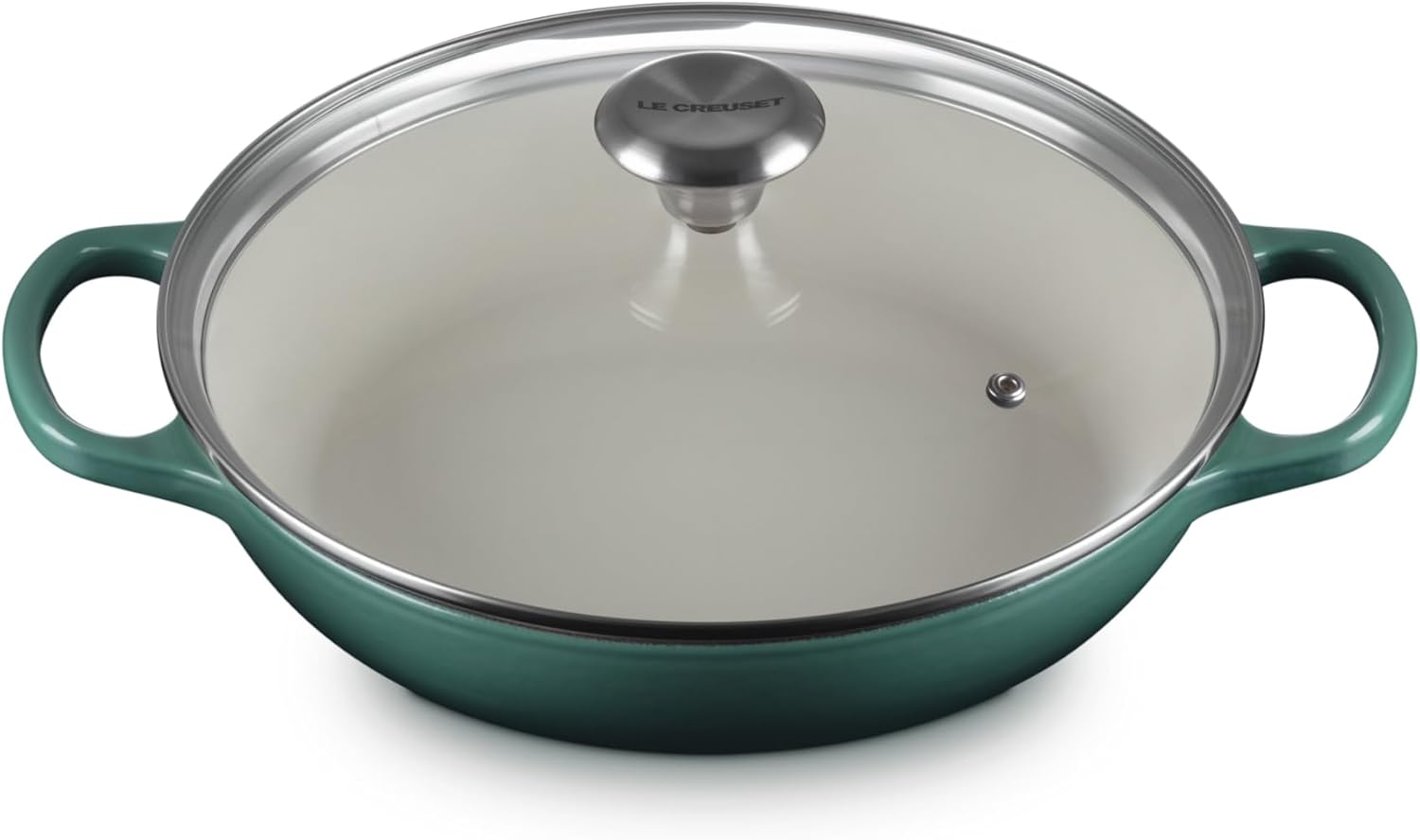 Le Creuset Enameled Cast Iron Signature Round Braiser with Glass Lid. 2.25 qt.. Cerise