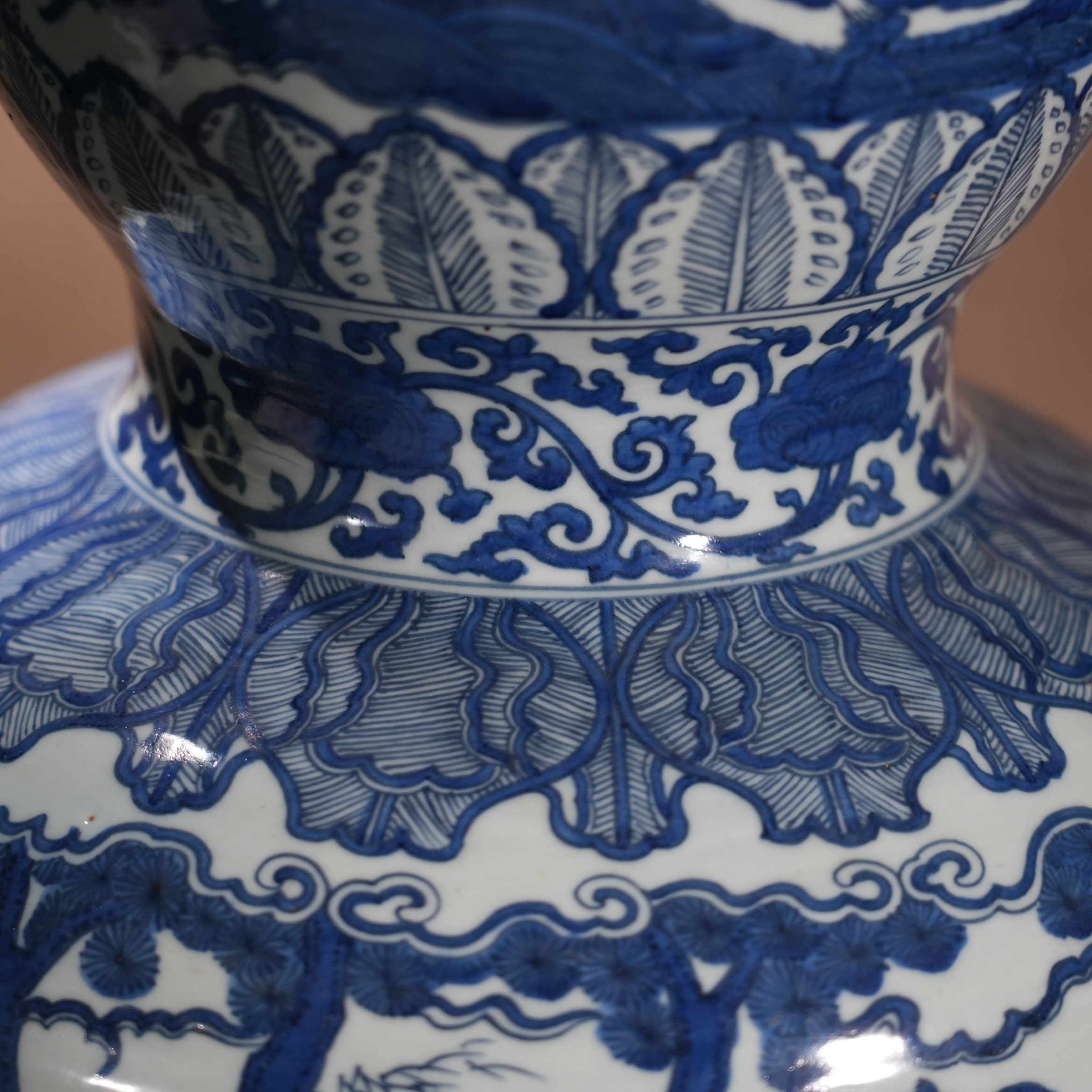 Ancient Chinese Blue and White Gourd Vase with Immortals Celebrating Longevity Motifs