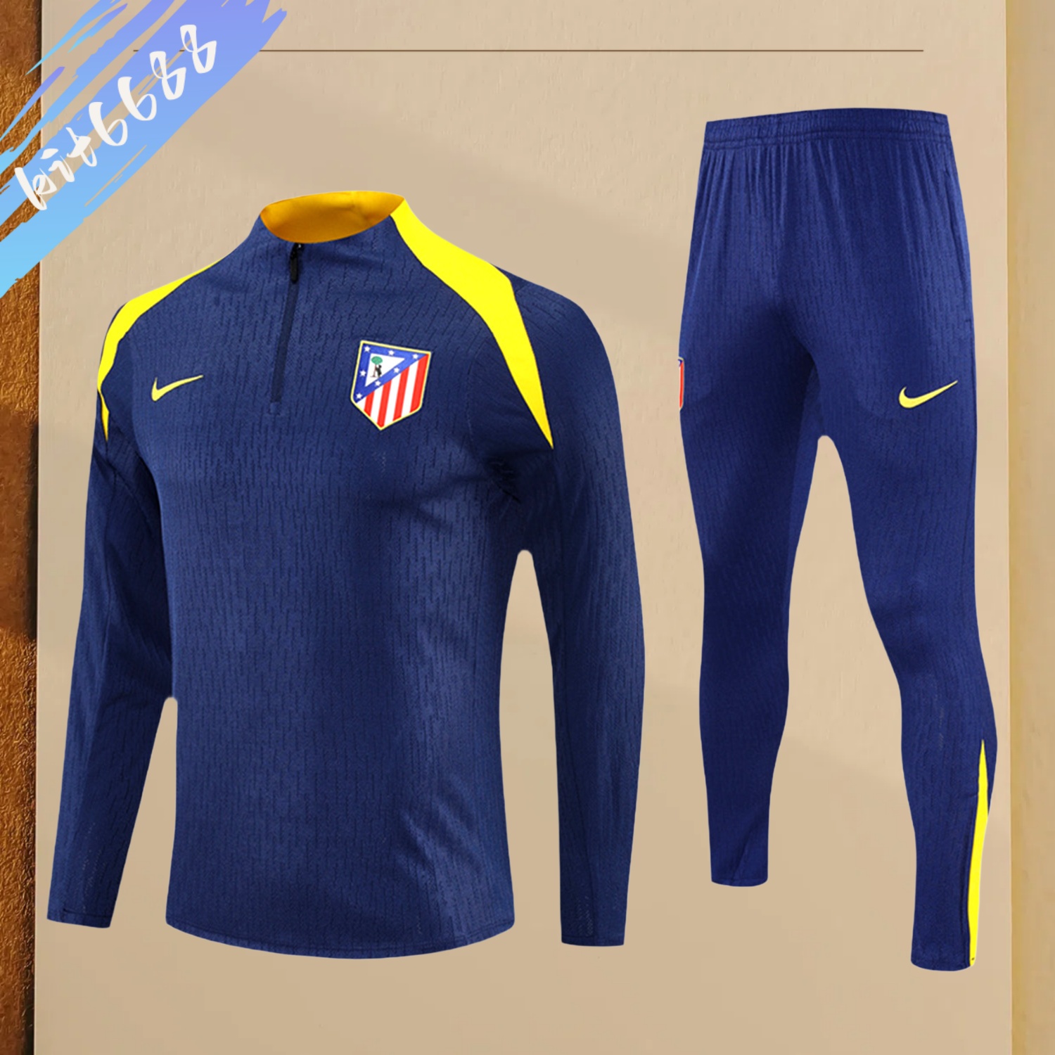 2025/2026Atletico Madrid Dark Blue Adult Half Zip Training Suit (Adult Kit)