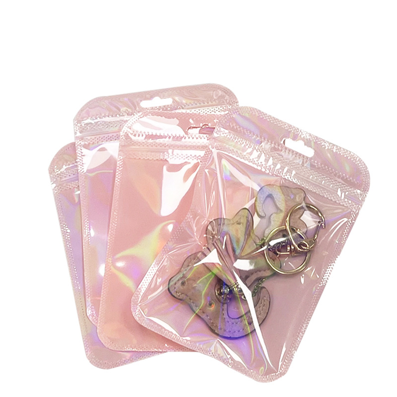 Laser packaging bags, macaron candy-colored plastic bags, jewelry packaging bags, zippered colorful self-sealing bags