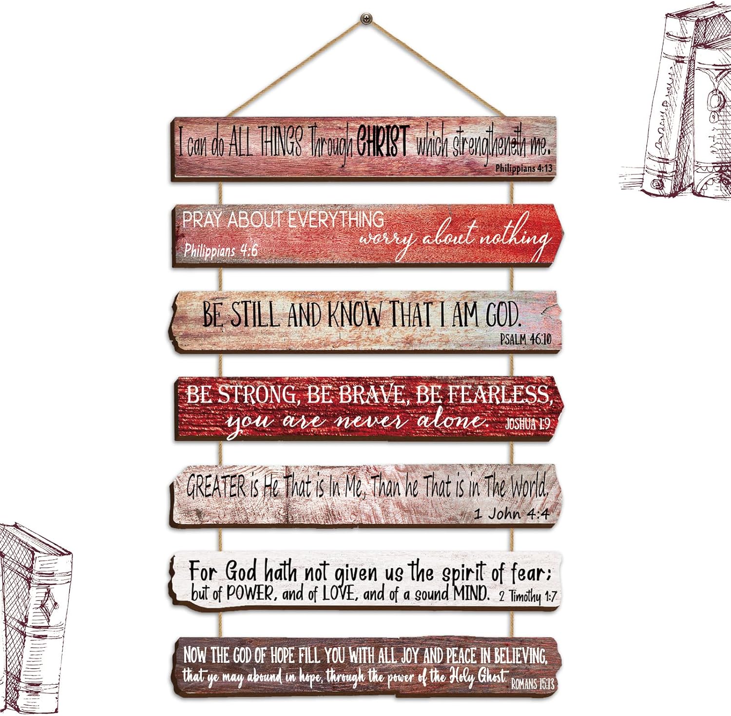 Yookeer Christian Gifts for Women & Men - 7-Piece Wooden Bible Verse Wall Art Set for Home Office or Meditation Space