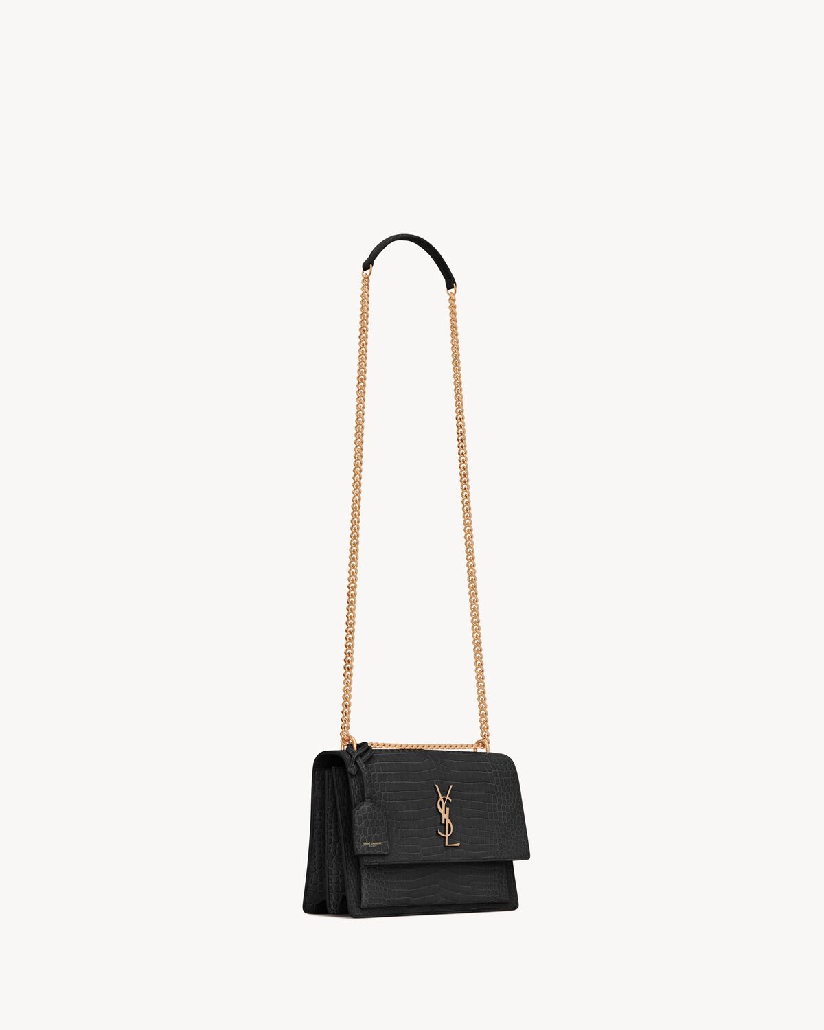 sunset medium in crocodile-embossed leather NOIR