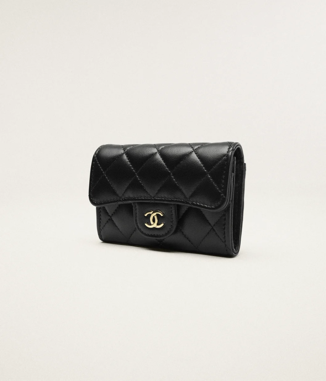 Classic Card Holder Lambskin & Gold-Tone Metal Black