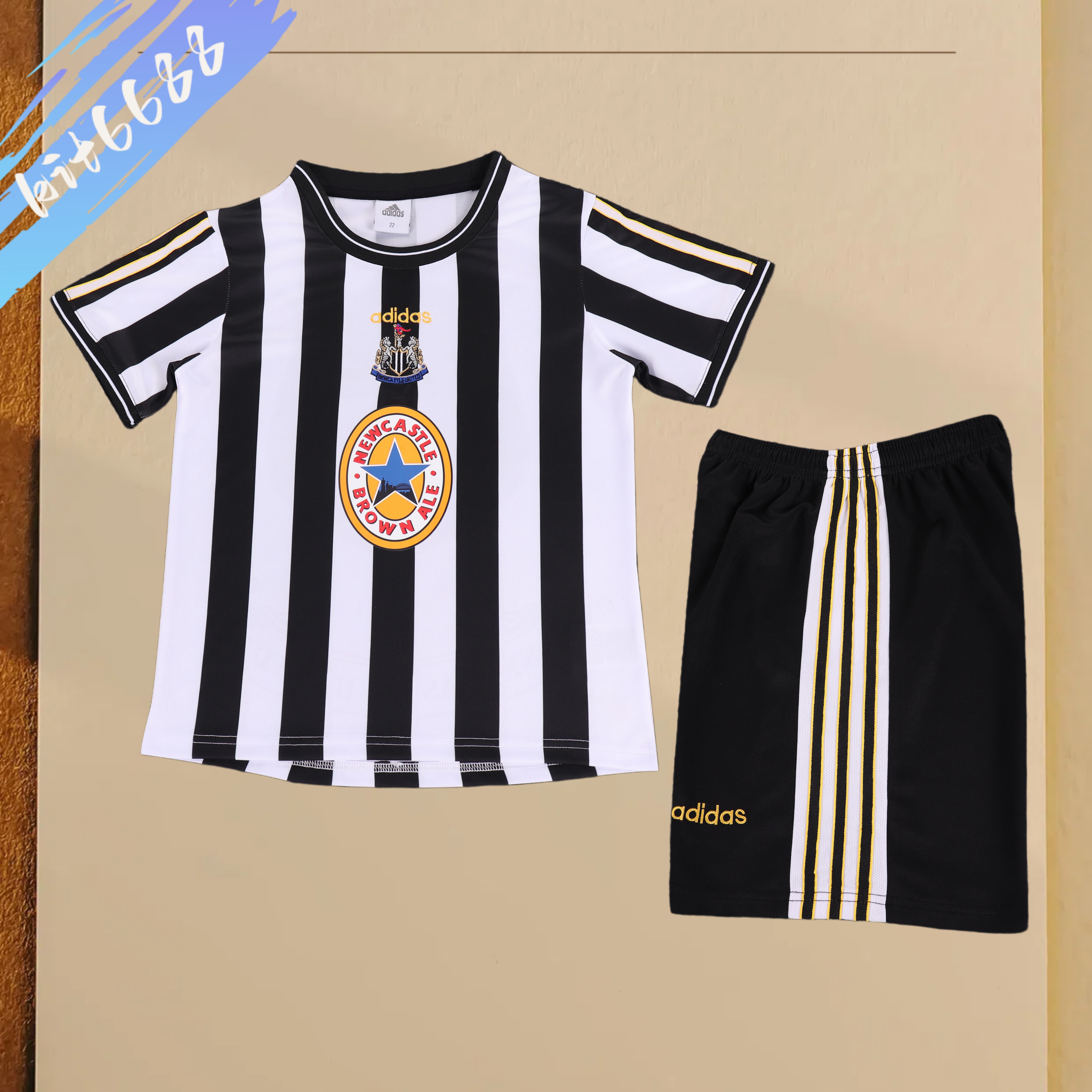1997/1999 Newcastle United home  Retro Football Shirt Kids Kit