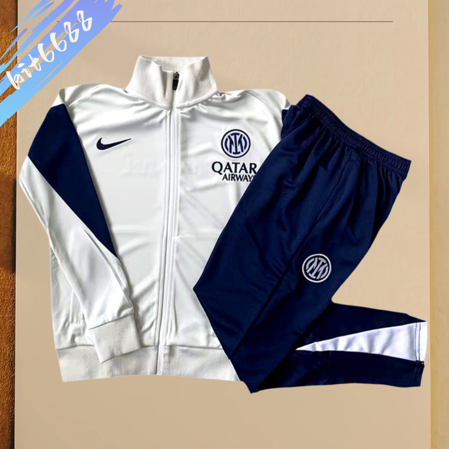 2025/2026 Inter Milan Creamy White Adult Full Zip Training Suit (Adult Kit)