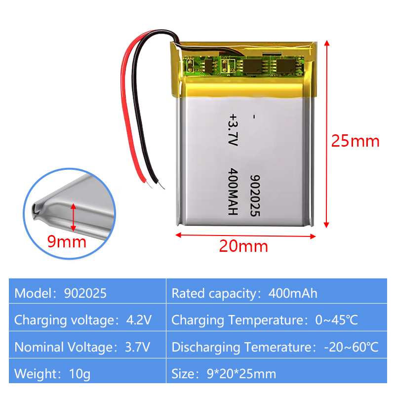 Pouch Lithium Ion Batteries 901430 901538 3.7v 360mAh 500mAh