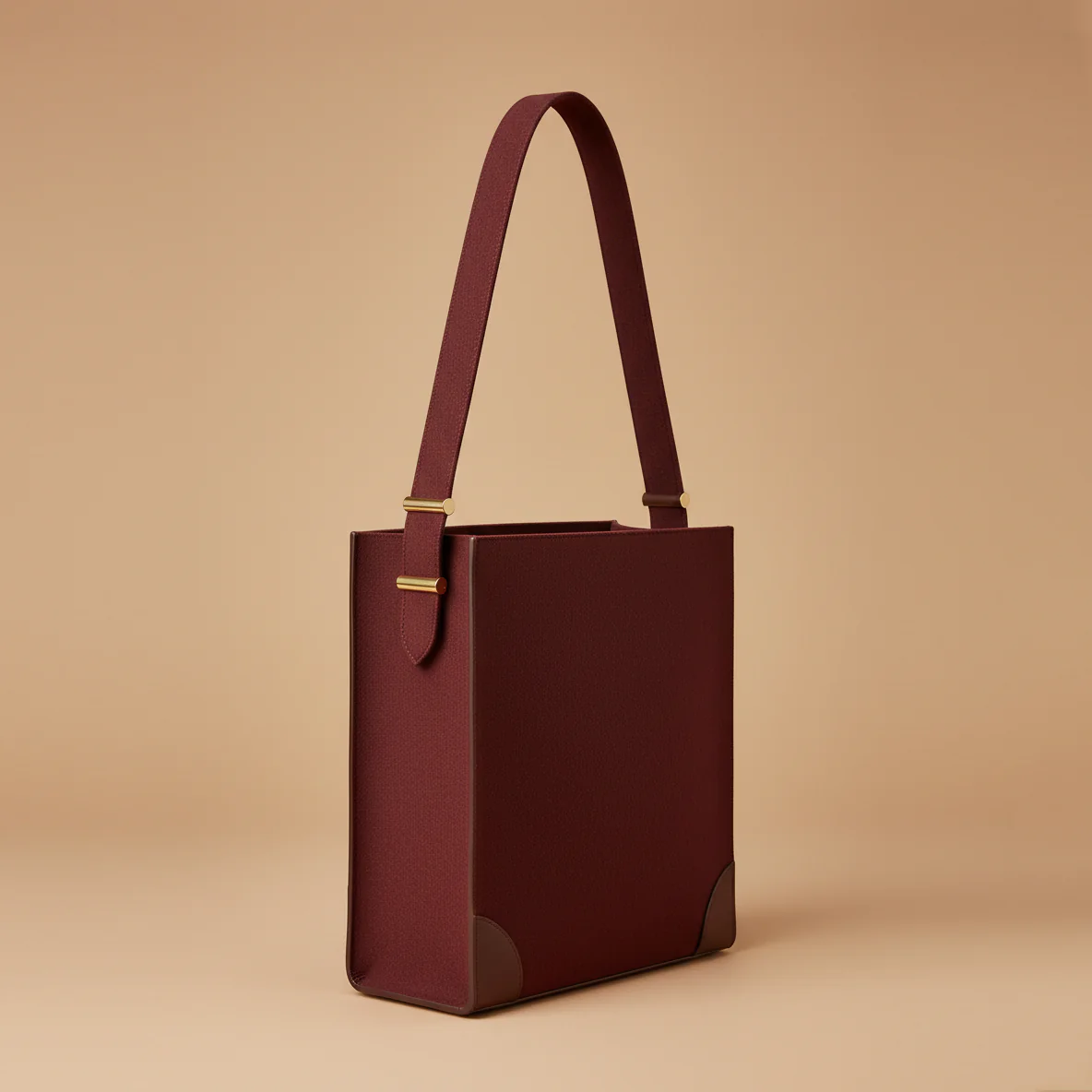 Burgundy Felt Vertical Tote