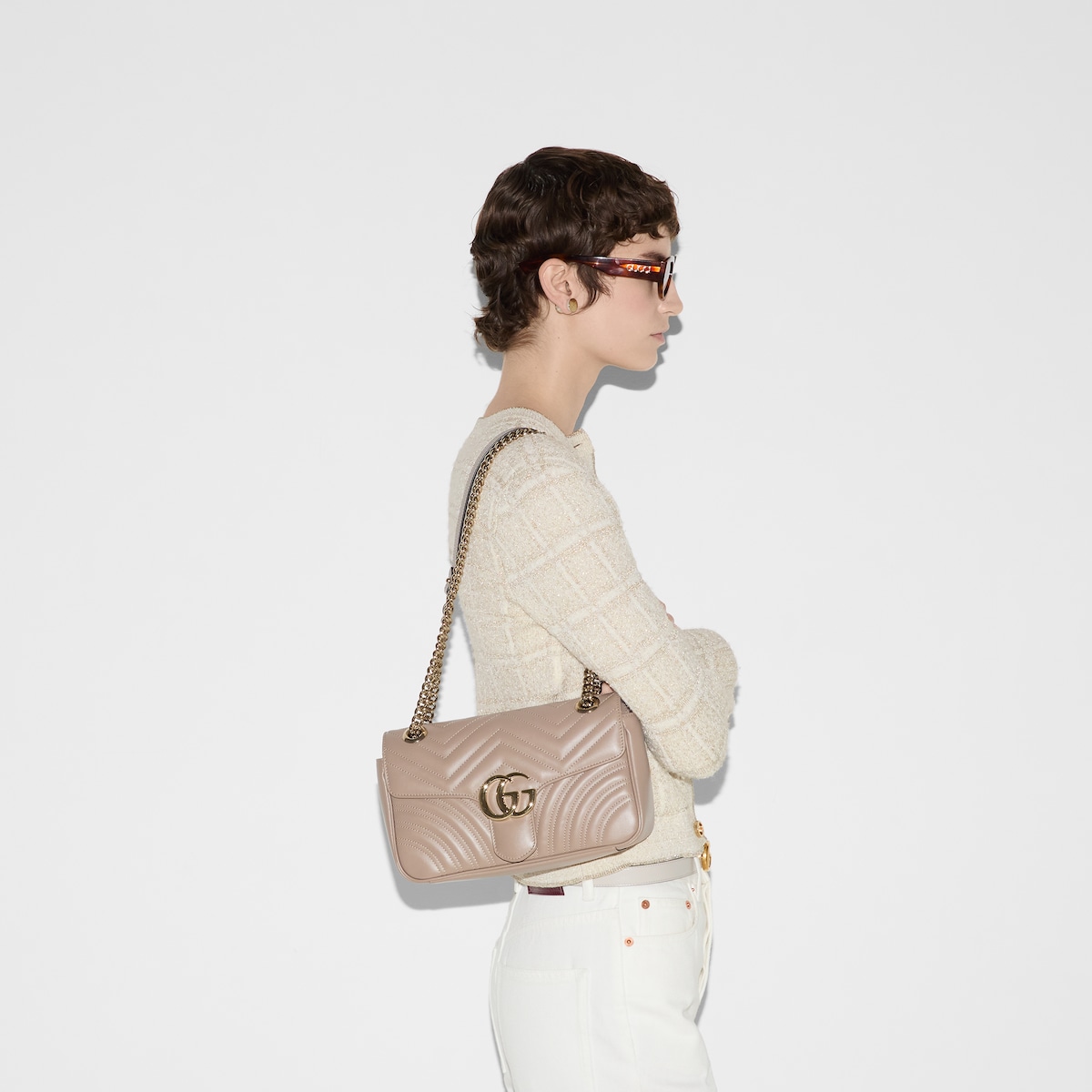GG Marmont medium shoulder bag Taupe