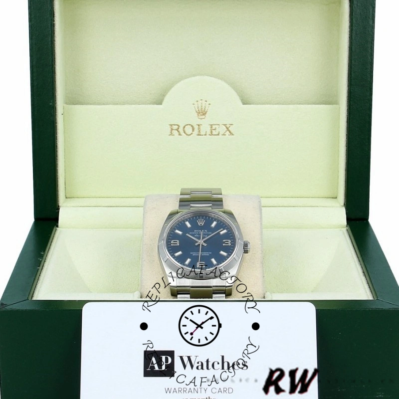 Rolex Oyster Perpetual Air King 114210 Blue Dial 34mm Unisex replica watch