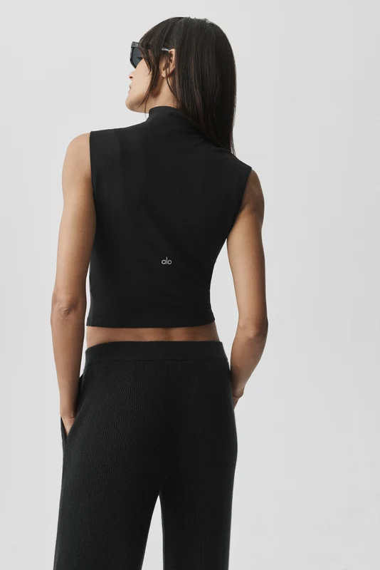 Semi Sheer Mock Neck Oasis Tank