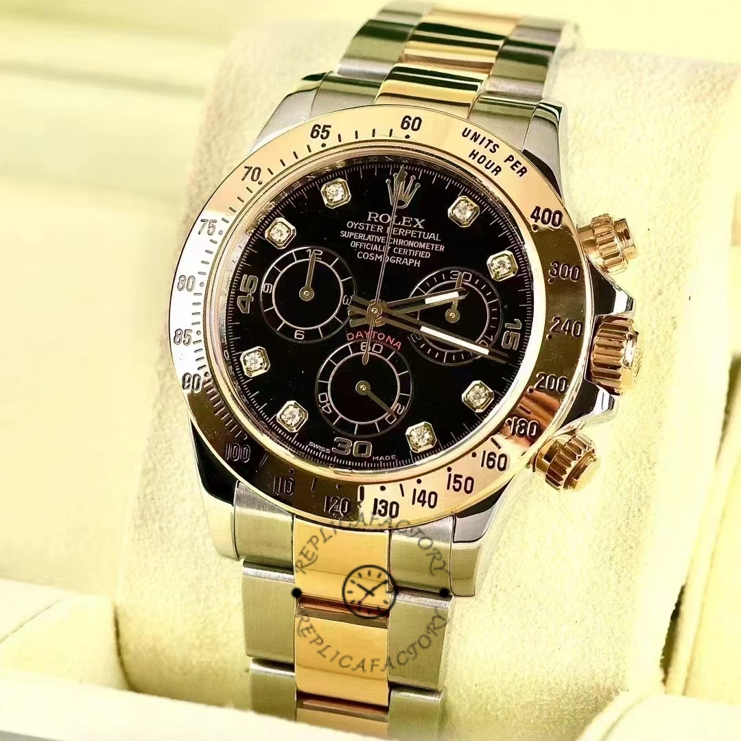 Rolex Daytona 116523 Stainless Steel Black Diamond Dial 40mm Mens Replica Watch