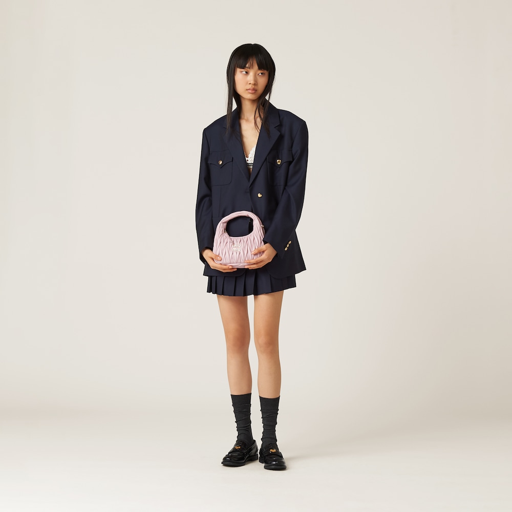 Wander matelassé nappa leather hobo bag Alabaster Pink