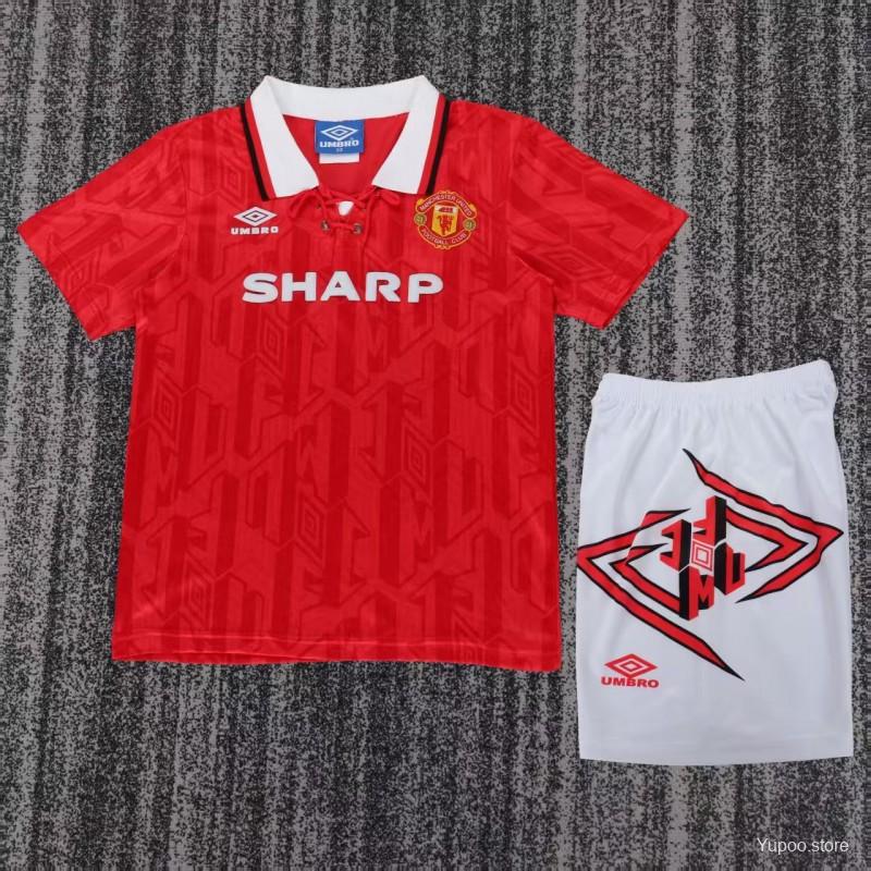 92/94 Manchester United home  Retro Football Shirt ( Kids Kit )
