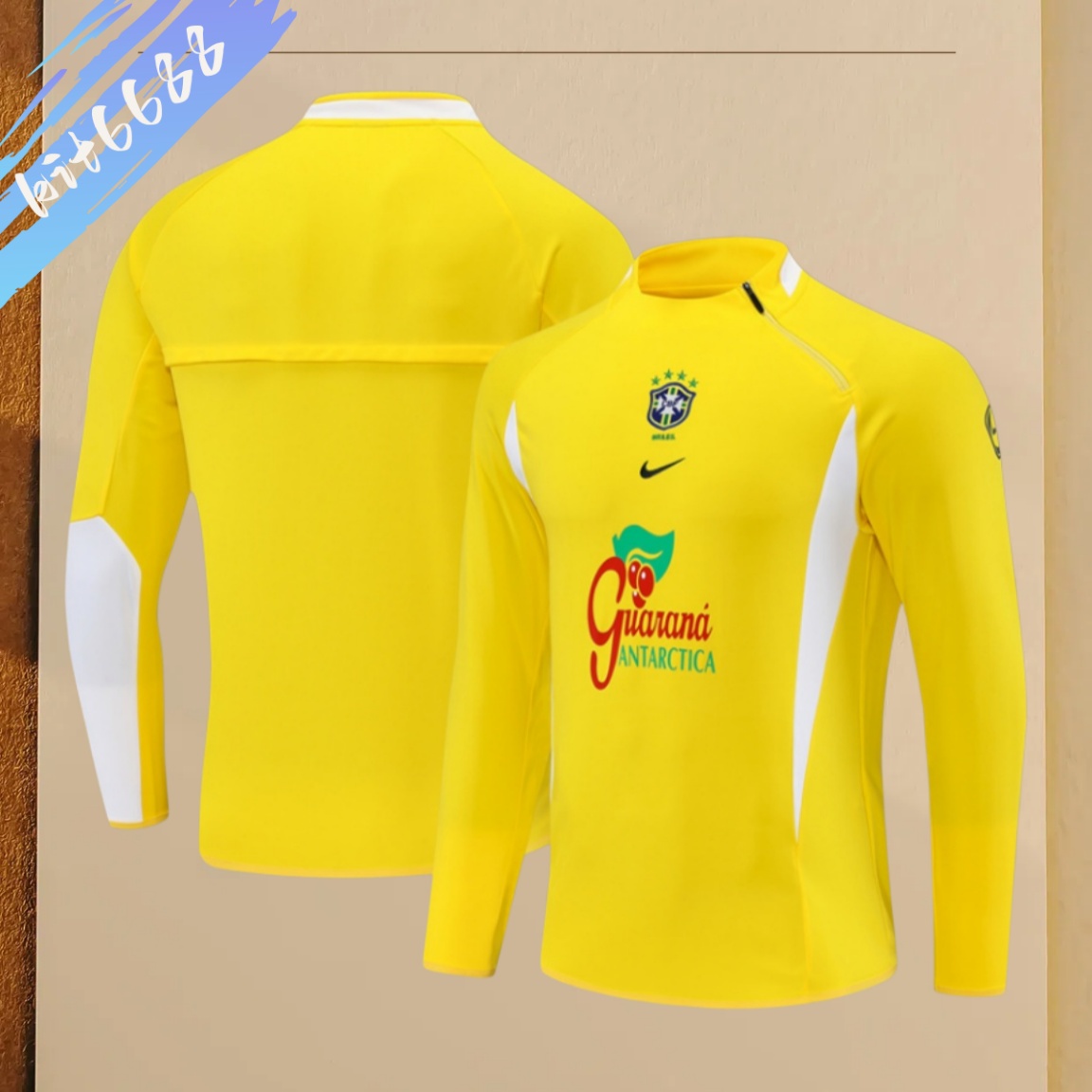 2002 Brazilian Retro Adult Half Pull Training Uniform Yellow