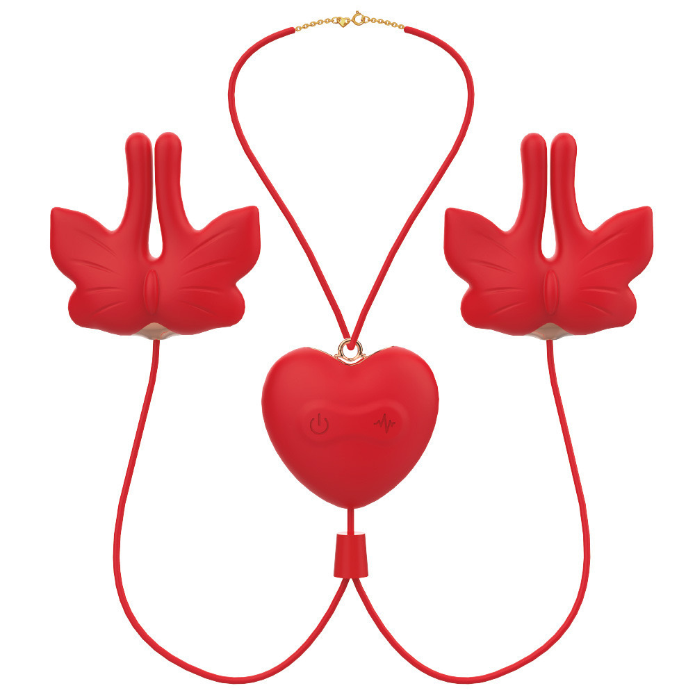 Butterfly Vibrating Neck-hanging Nipple Clamp Sexual Pleasure Tool