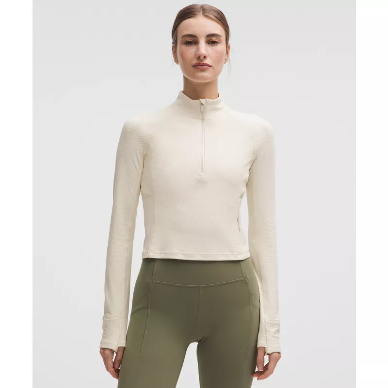 It's Rulu Cropped Half Zip Chevron Updated