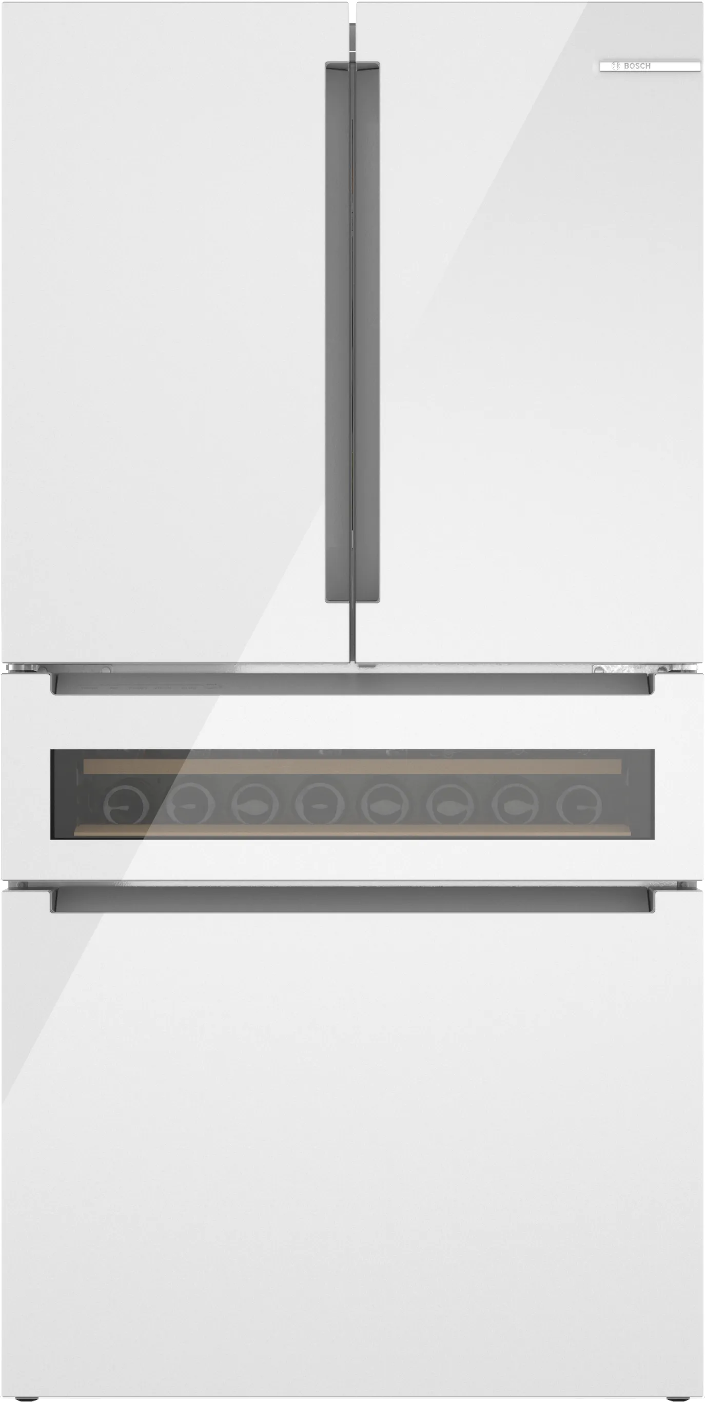Bosch B36CL81ENW 800 Series French Door Bottom Mount Refrigerator. Glass door 36'' White. Total No Frost