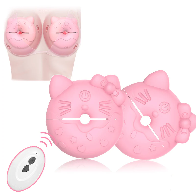 Kitty Cat Nipple Clamp Vibrators Breast Massager with Remote Control（A pair)