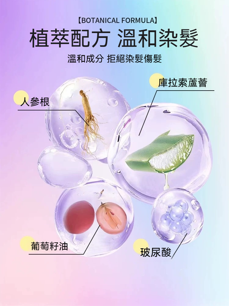 黑紫色 染髮劑 2026超顯白髮色 溫和染髮 蓋白髮 植物成分 送工具+髮膜