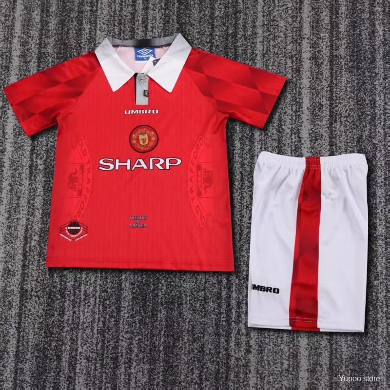 96/97 Manchester United home  Retro Football Shirt ( Kids Kit )