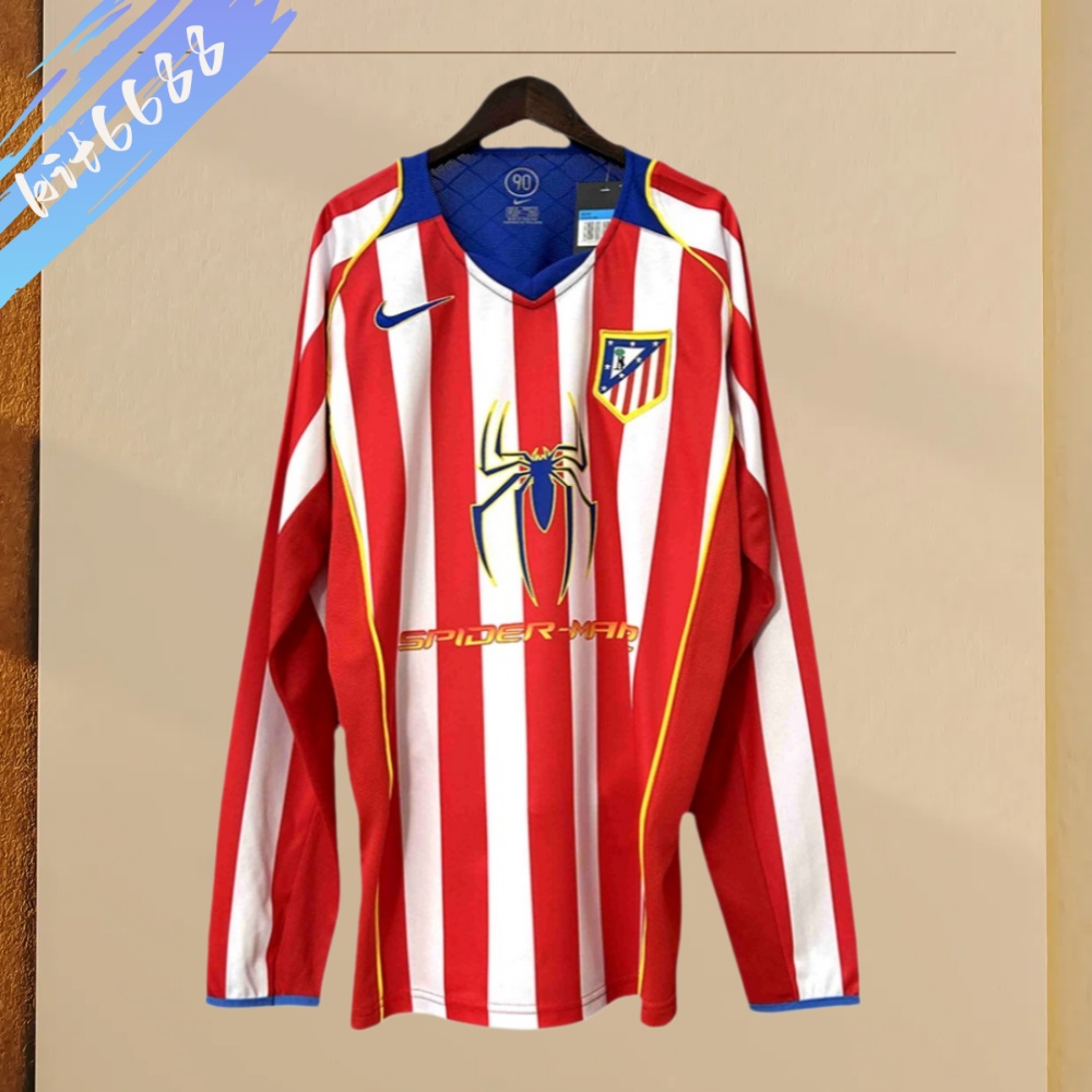 2004/2005 Atletico Madrid Retro Home Long Sleeved Football Shirt
