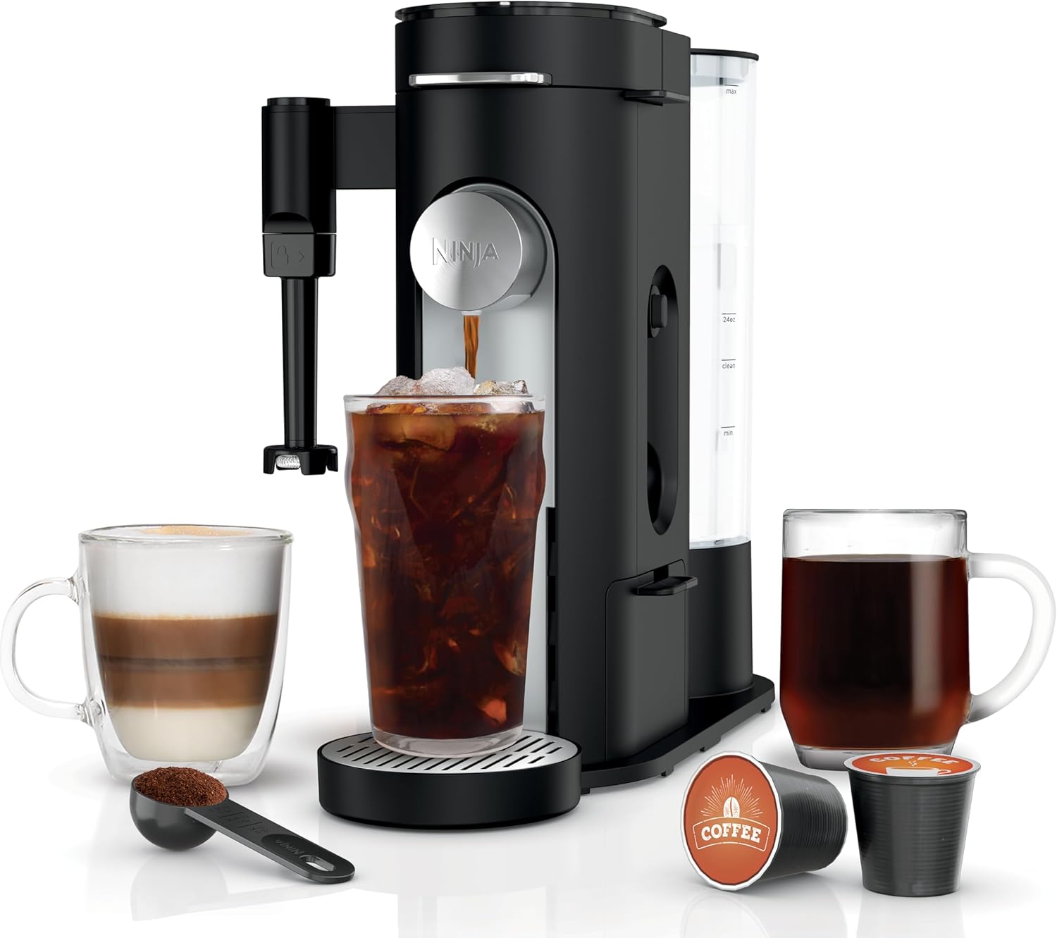 Single-Serve Coffee Maker - Combo Machine, K-Cup Pods and Grounds | 4 Brew Sizes, Up to 24 oz Cup, 56 oz Removable Water Reservoir, Black