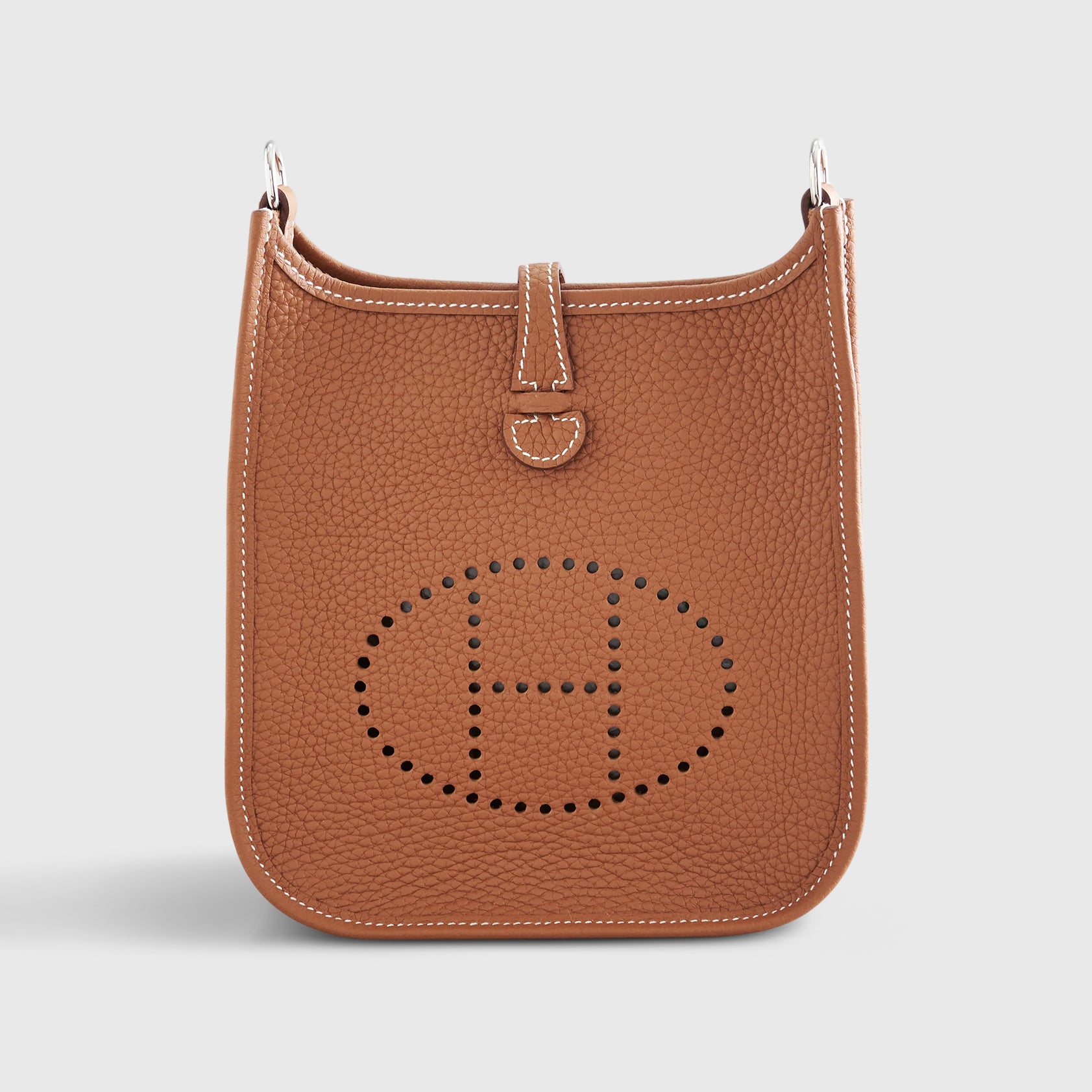 Hermès Evelyne Mini Clemence Gold w/ Gold/White Strap Palladium Hardware