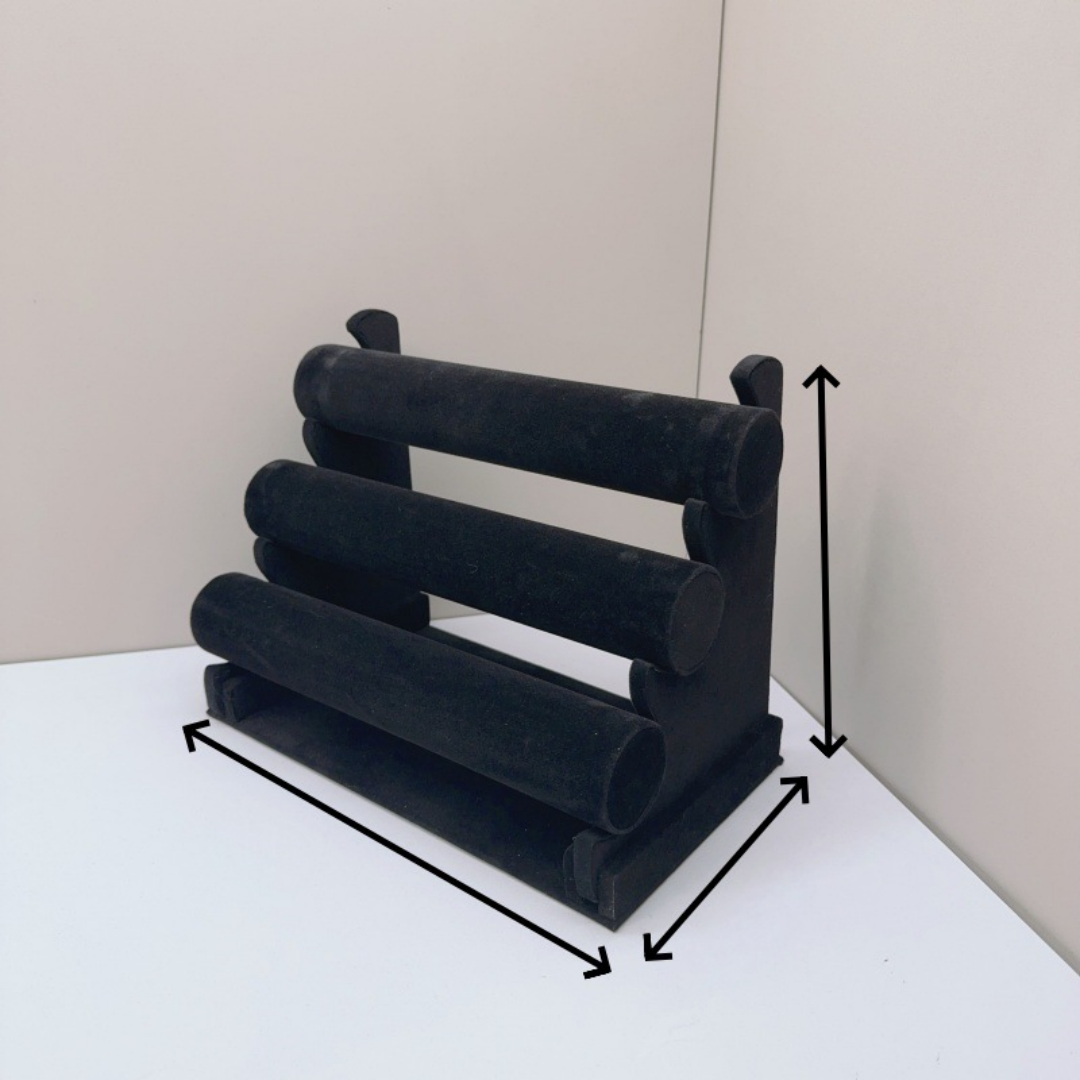 Velvet Fabric Bracelet Stand Jewelry Display Rack Watch Bracelet Holder Display Stand Jewelry Packaging Rack Three-Tier Bracelet Display custom logo