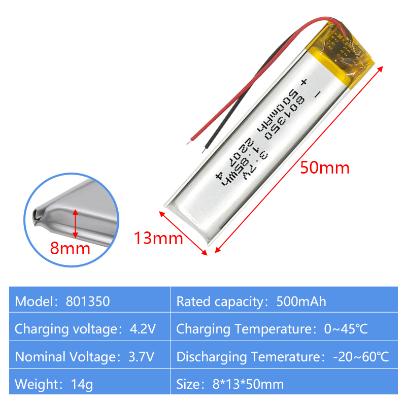 Pouch Lithium Ion Batteries 702535 751524 3.7v 600mAh 240mAh