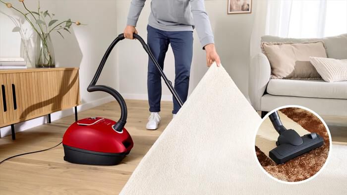 BOSCH - Aspirapolvere a traino BGB41PET1-Nero, Rosso