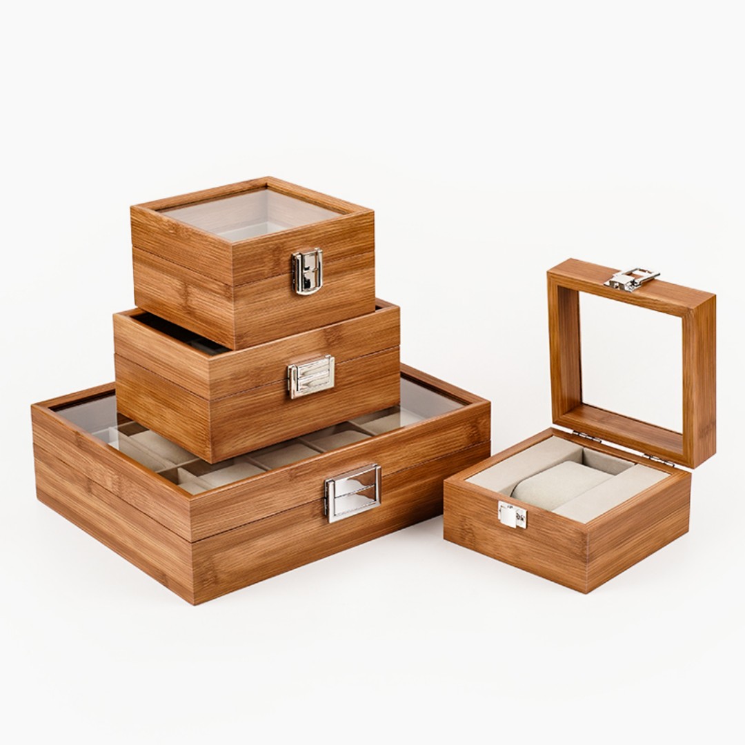 1,2,3,6,10,12 Slot Watch Cases for Men Watch Box with Large Glass Lid Lockable Wood Watch Display Case Watch Organizer Giftable Elegant Watch Holder custom logo