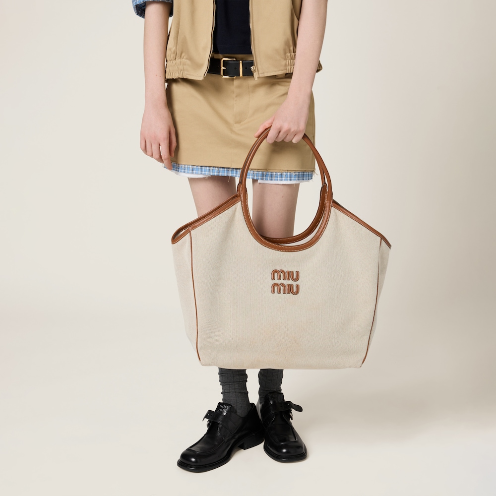 IVY canvas and leather tote bag Beige/Brandy