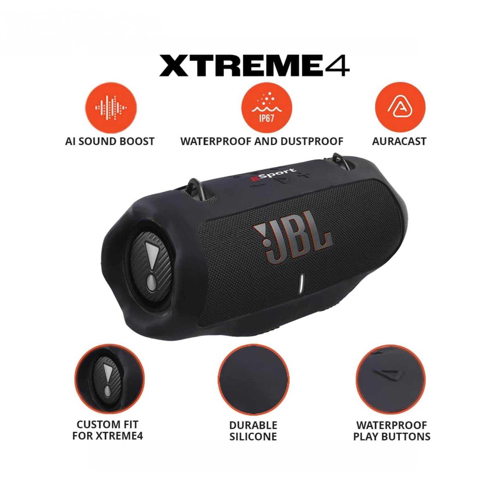 JBL Xtreme 4 Bluetooth Speaker with gSport Silicone Sleeve (Black)