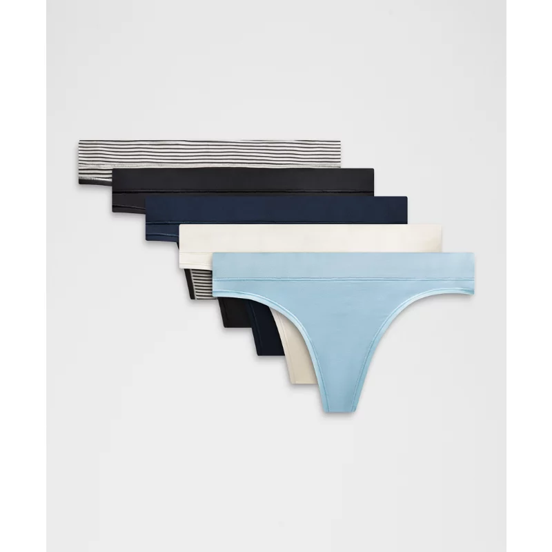 UnderEase Mid-Rise Thong Underwear 5 Pack