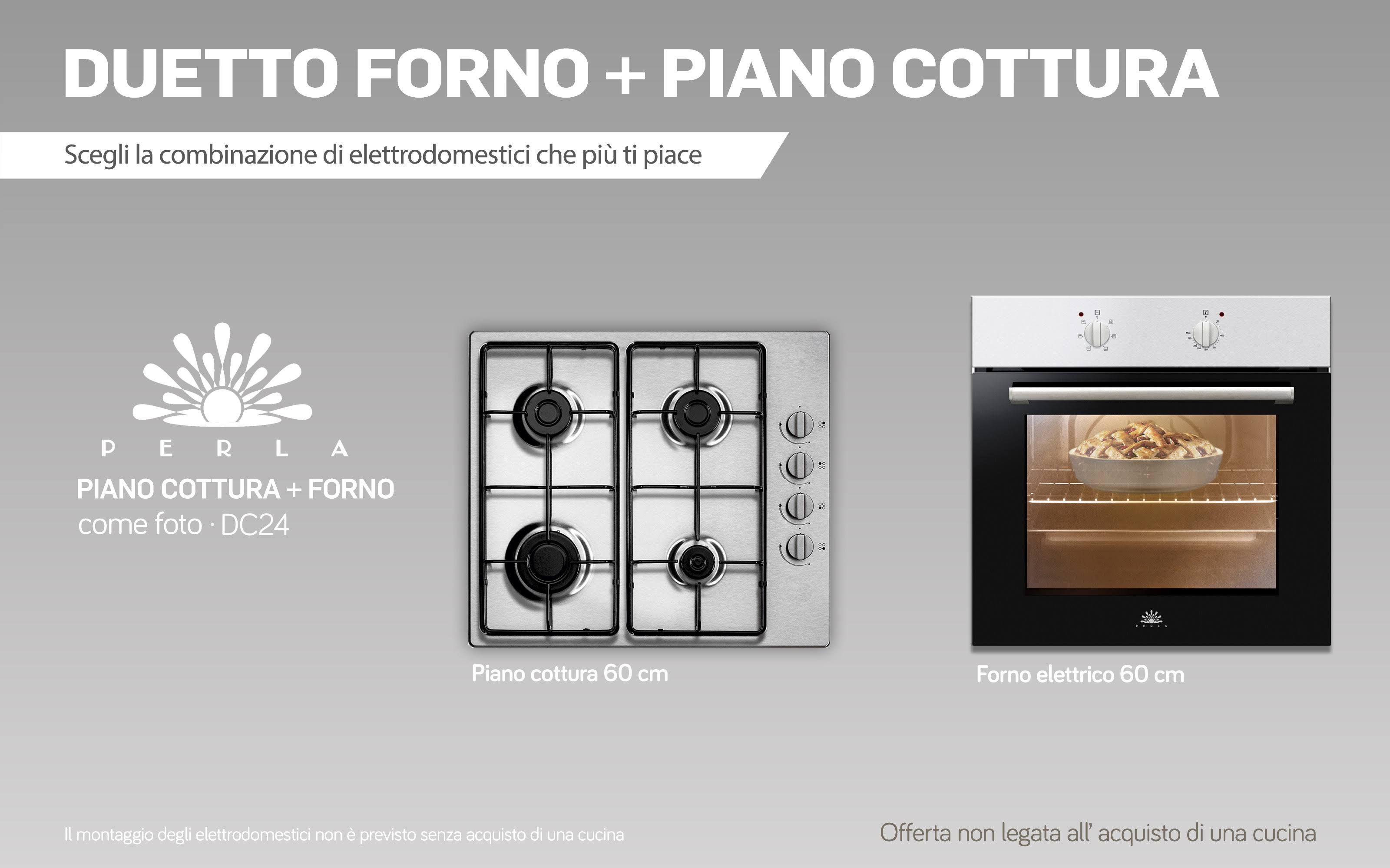 Perla forno nero inox piano cottura inox Duetto