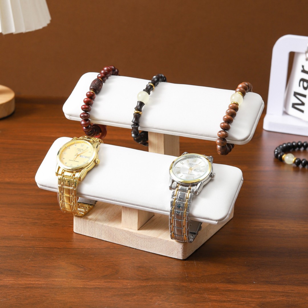 Solid Wood Single-Tier Watch Bracelet Display Stand Beaded Bracelet Storage Rack Bracelet Jewelry Display Stand Live Streaming Display Stand custom logo