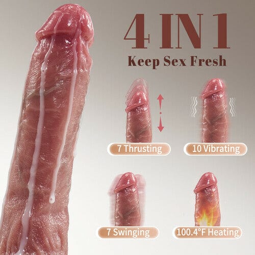 6.3‘’ Small Glans Thick Shaft Big Ball 7 Thrusting Swinging 10 Vibrating Heating Lifelike Dildo