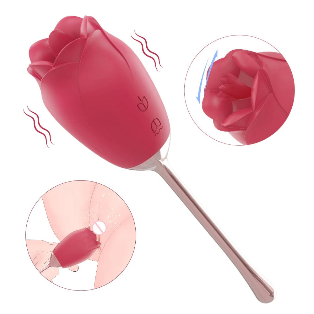 Silicone Rose Vibrator With Tongue Licking for Women
