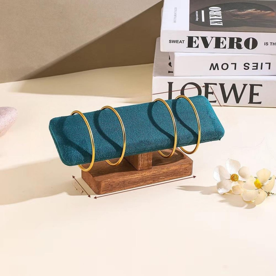 Premium Walnut-Colored Bracelet Watch Charm Display Stand Market Stall Counter Jewelry Display Rack Solid Wood Display Stand custom logo