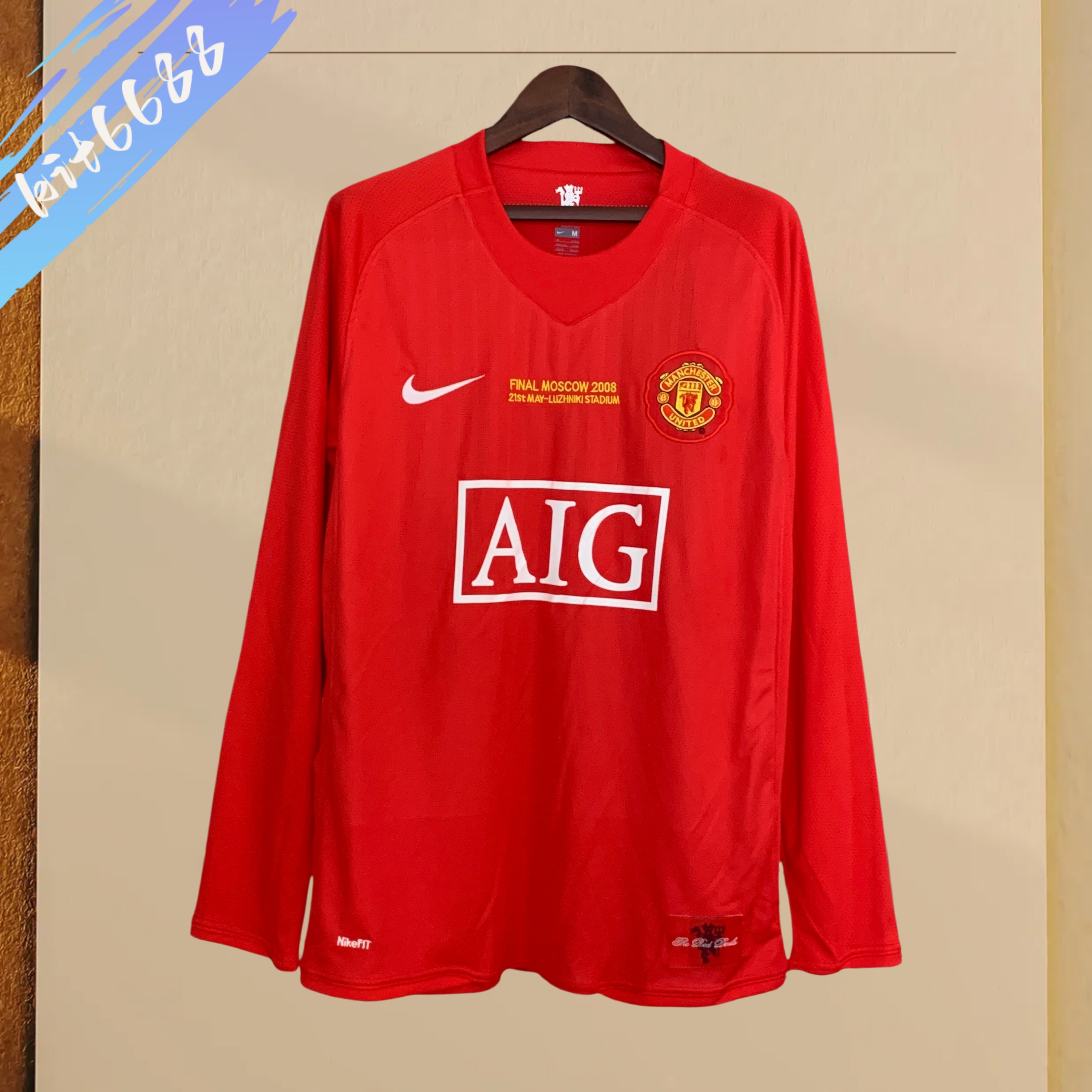 07/08 Manchester United  home Champions League version  long sleeved retro football jersey