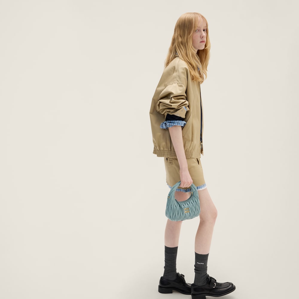 Wander matelassé nappa leather hobo bag Powder Blue
